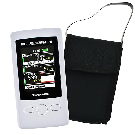 TENMARS Multi-Field EMF Meter Pocket ELF RF Gauss Meter 2000mG Electromagnetic Electric RF Field Strength Tester with Warning Indicator