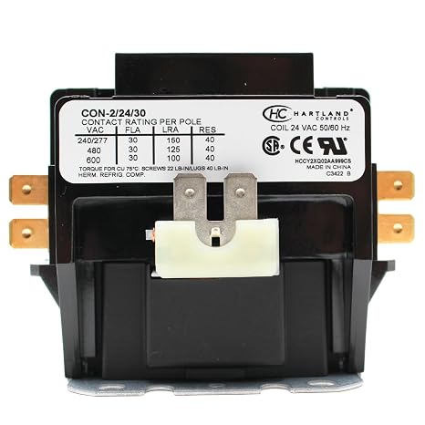 HVAC Genius HVAC Contactor, 30 Amp Double Pole / 2 Pole Contactor 120V Coil, HN51KC024 Replacement AC Contactor Relay, Compatible with Air Conditioner Condenser Compressor Contactor, UL Listed