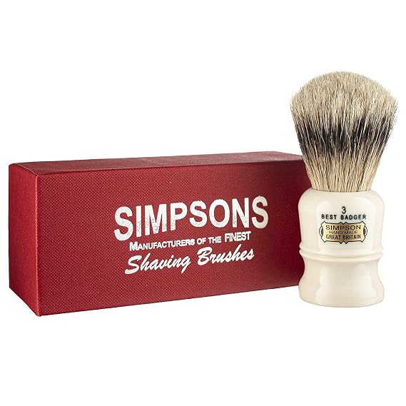 Simpsons Duke 3 D3 Best Badger Shaving Brush High Density Knot Hand Turned Ivory Handle Premium Wet Shave Brush Creates Thick Luxurious Lather with Dense Extra Soft Bristles for Superior Performance