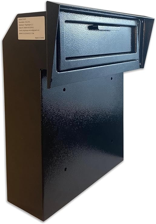 Locking Door Mounted Mailbox with Rear Access Door & Rain Cover, Heavy-Duty Galvanized Steel Mail Drop Box for Letters, Envelopes, Documents & Key Collection, Black