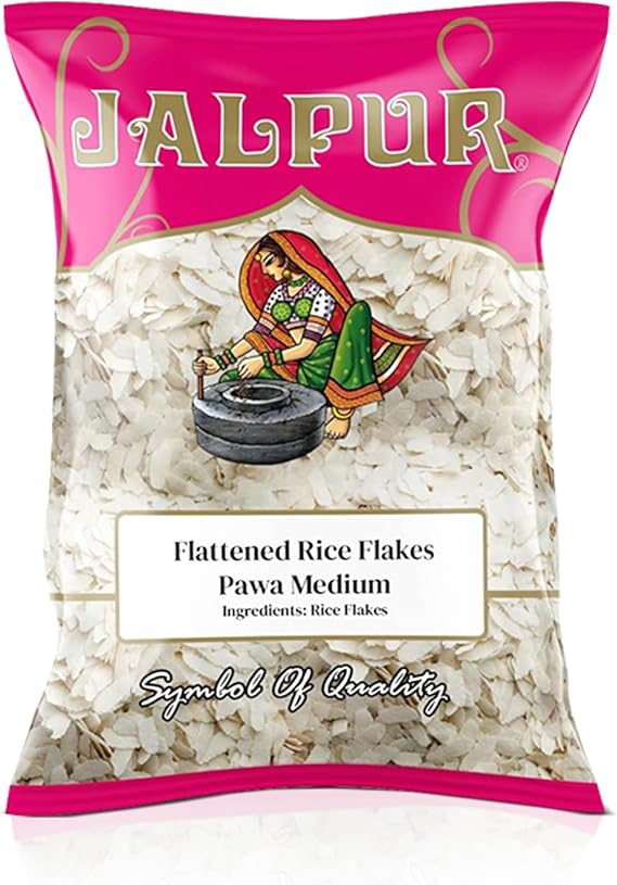 JALPUR MILLERS Flattened Rice Flakes 500g - Pawa Poha - Premium Quality Thin Rice Flakes for Indian Cooking, Breakfast, Snacks and Chivda - Light & Quick-Cooking - Low Fat - Ideal Pantry Essential