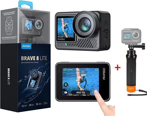 AKASO Brave 8 Lite 4K60 Action Camera with Waterproof Floating Hand Grip