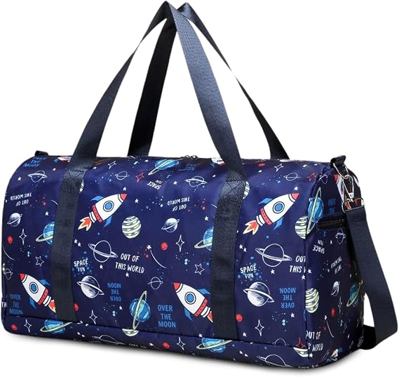 Suweir Sports Bag Children's Travel Bag Boys Girls with Wet Compartment Swimming Bag Weekender Duffle Bag Outdoor Football Bag Swimming Bag for Travel Fitness Sports School (Blue Starry Sky)