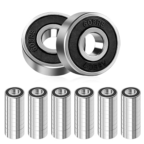 60 PCS 608-2RS Deep Groove Ball Bearings, Ball Bearing 8mm x 22mm x 7mm Miniature Bearings Carbon Steel Double Rubber Sealed Balls Bearing for Skateboards Inline Skates Scooters