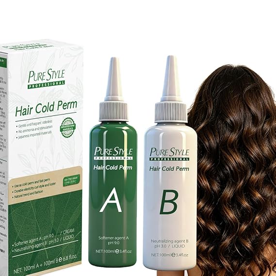 PureStyle Gentle No-Heat Cold Wave Perm Cream, Ammonia-Free, Long-Lasting Bouncy Curls, Salon-grade DIY Perm for Home Use, Anti-frizz Nourishing Formula for Women Home Perm Kit 6.76 fl oz(200ml)