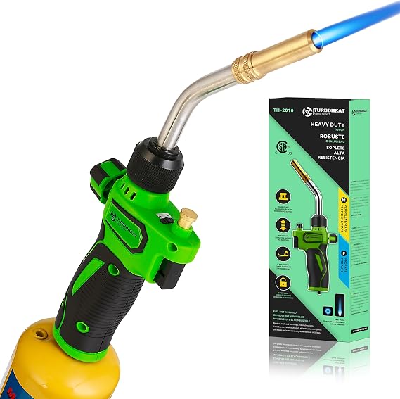 Turbo Torch Head with Auto-Igniter, Propane MAPP Gas, Rubber Grip