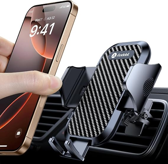 andobil Mobile Phone Holder for Car Mobile Phone Holder 2019 Upgrade Ventilation Bracket with 2 Ventilation Clips Universal Smartphone Holder for Vehicles 360° Rotation for iPhone 11 11 Pro Samsung Galaxy Note10 Huawei LG etc. Black 360° rotatable mobile phone holder car accessory holder one-handed operation for iPhone 17/16/15 Pro Max Samsung Xiaomi all