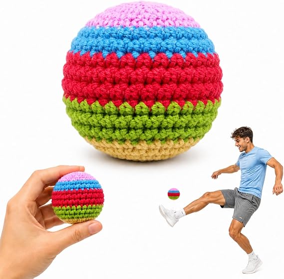 1Pcs Handmade Crochet Hacky Footbag Sack, Colorful Knitted Footbag for Kicking, Soft Juggling Balls for Adults and Beginners, Outdoor Toss Game Toy