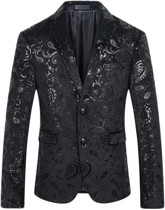 Cloudstyle Men's Dress Floral Suit Jacket Stylish Blazer for Dinner Wedding | Men's Printed Party Suit Jacket Slim Fit Notched Lapel Two Button Suit Jacket