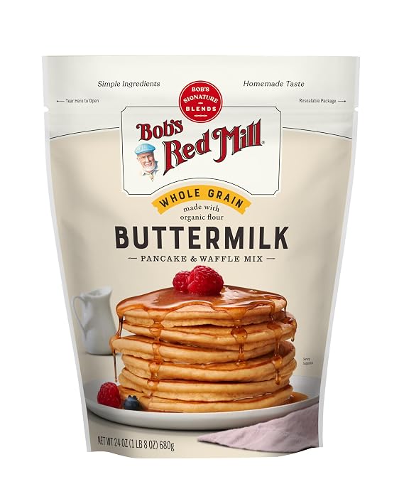 Bob's Red Mill Whole Grain Buttermilk Pancake & Waffle Mix - 24 Ounce (Pack of 1) - Whole Grain, Organic, Kosher, Good Source of Fiber
