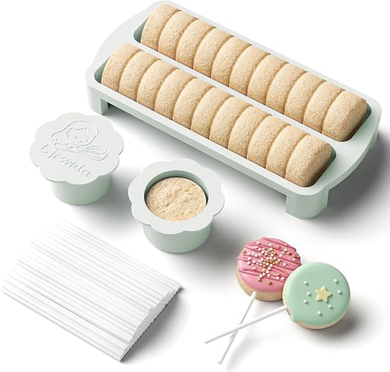 Round Cake Pop Mold Kit with Sticks Non-3D Printed Cutter Pusher Set White