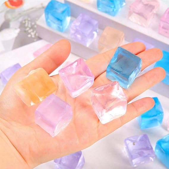 Mini Ice Cube Squeeze Toys: 8 Pcs Stress Relief Fidget Squishy Stress Balls - Soft Elastic Sensory Toys for Relaxation and Focus - Reusable Squeeze Stress Relief Toys (Random Colors)