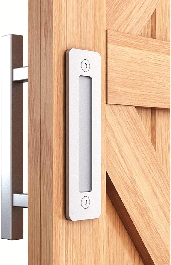 EaseLife 12" Stainless Steel Sliding Barn Door Handles and Pulls,Double Sided Hardware Set,Heavy Duty,Brushed Finish,Anti-Rust Anti-Corrosion,Easy Install