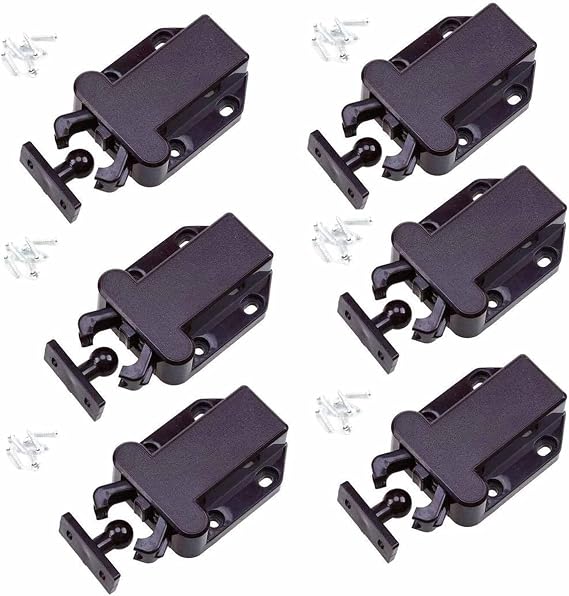 6X Touch Release Catch Latch for Cupboard- GOODCHANCEUK Push to Open Catch Catch Lock Black，ABS Push Latch for Cabinets,Drawer and Non-Magnetic Pop Up Lock