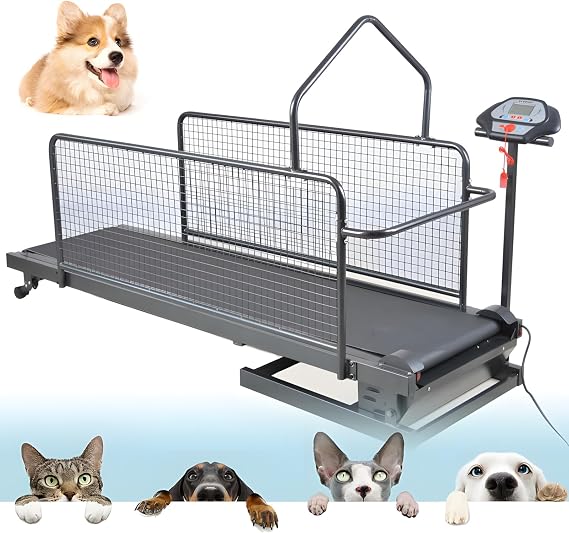 Dog Treadmill for Large/Medium Dogs, Pet Dog Running Machine Exercise Equipment, Adjustable Ramp Canine Running, with LCD Display Scree & Pedometer, for Indoor & Outdoor, Up to 220LBS
