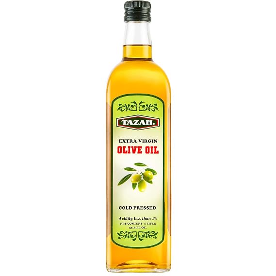 Tazah First Cold Pressed Lebanese 100% Extra Virgin Olive Oil 33.8 fl oz - 1 Liter