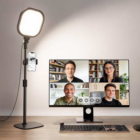 Zoom Lighting for Computer, Adjustable Desk Lighting for Video Calls, 30 Light Modes Video Conference Light, Desk Ring Light with Stand for Webcam, Meetings, Live Stream, Home Office. CRI 97.8