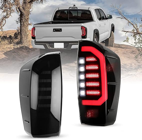 LED Brake Tail Light Rear Lamp Fit for 2016 2017 2018 2019 2020 2021 2022 2023 Toyota Tacoma New upgrade with Brake/Turn Signal/Reverse Lamp/Running Lights Smoked A pair