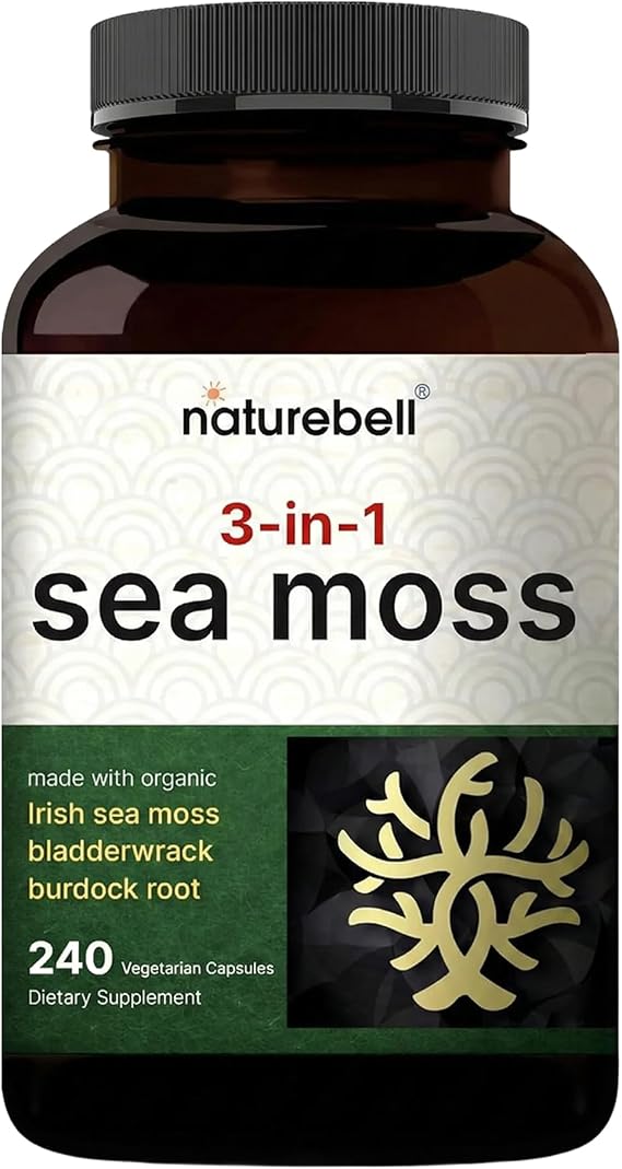 NatureBell 3-in-1 Sea Moss, 240 Vegetarian Capsules