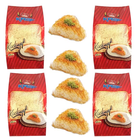 Dried Kadaifi, Ideal for Crispy Dubai Chocolate and Kunefe, Premium Fine Strand Shredded Dough 500g, (TURK KADAYIFI), PACK OF 4