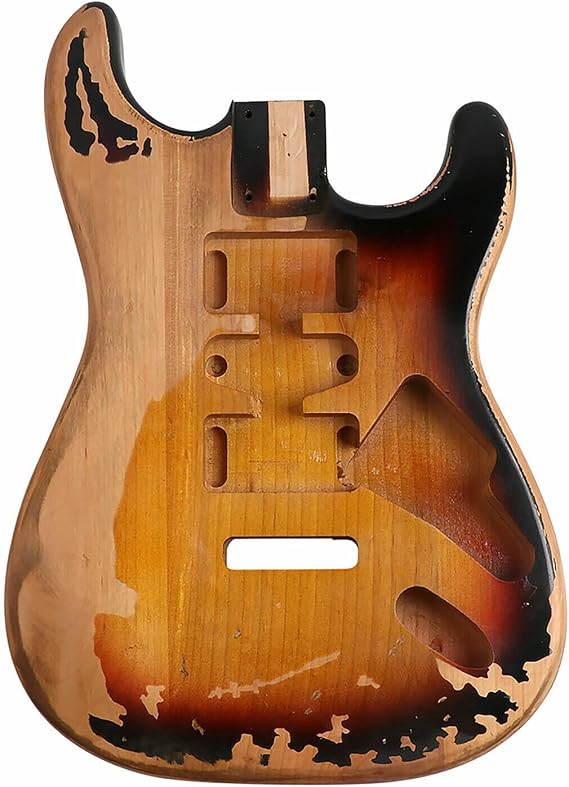 Relic Electric Guitar Body ST Style Nitro Top Alderwood DIY Guitar Body HSH Relic 3 Tone Sunburst