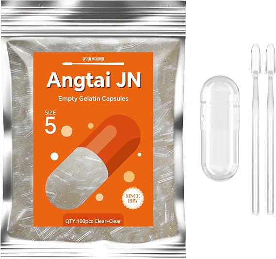 Empty Gelatin Capsules Size 5 - (100 Count) Very Small Empty Capsules Ideal for DIY Filling - Fillable Pill Gel Caps with 2 Filling Spoons for Capsule