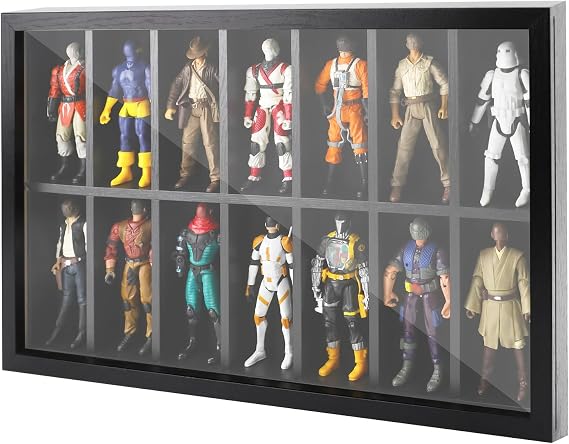 Wooden 3.75 inch Figure Collectors Showcase, Display Frame Case for Action Figures Collectibles, Compatible with Star was/ Gi Jeo Classified Series, 14.8" L * 1.65" W * 9.4"