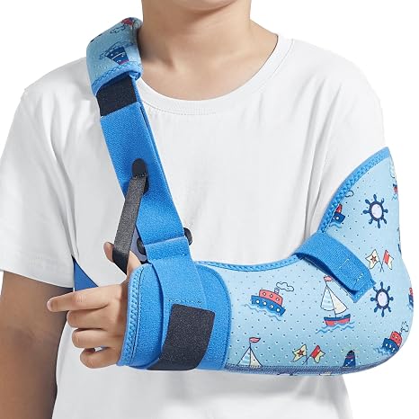 Child Arm Sling with Waist Strap, Kids Immobilizer Brace Support for Broken Arm, Collarbone, Elbow, Wrist (Comfort Version, Left, XXS, 19-23.5 Inch)