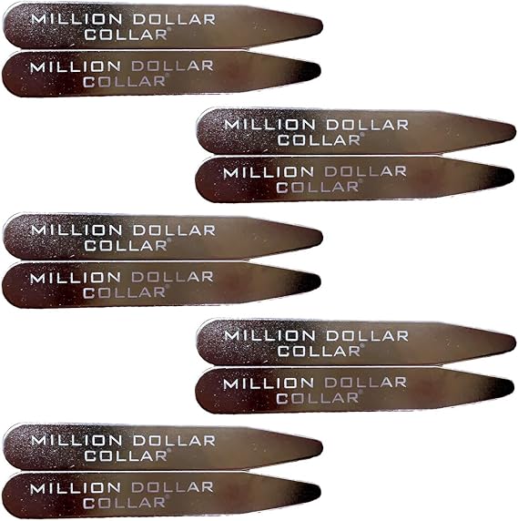 Million Dollar Collar Metal Collar Stays for Men with Felt Carrying Cases Stays Metal