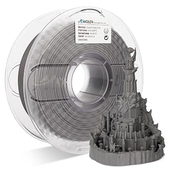 AMOLEN PLA 3D Printer Filament, Cement Grey PLA Filament 1.75mm, Magic Stone Marble PLA 3D Printing Filament, 1kg Spool 2.2lbs, Dimensional Accuracy +/- 0.02 mm, Fit Most FDM Printer