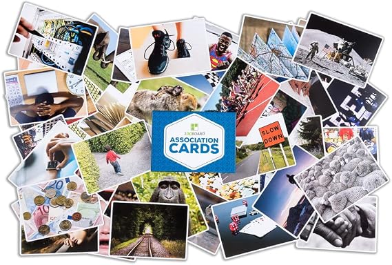 Coaching Cards - Set of 45 Picture Cards in box for Workshops, Counselling and Teams - Large A5 size (8.3 x 5.8 Inches) - Conversation Cards - Strength, Emotion, Mindfulness and Therapy Cards