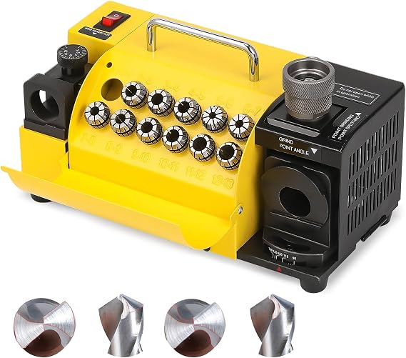 Drill Bits Sharpener Portable Drill Bit Grinder End Mill Re-Sharpener with 11 Collects Angle Adjustable High-Precision (Sdc (for Carbide) 220V)