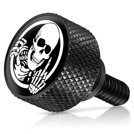 AMAZICHA Stainless Seat Bolt Fender Rear Seat Screw Skull Pattern Black 1/4"-20 Thread Compatible with 1997-2026 Harley Davidson Touring XG XL Dyna Softail Sportster CVO Fatbob