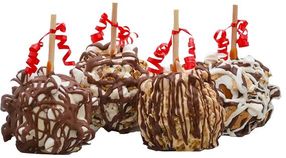 US Sweets Caramel Apples - Caramel Granny Smith Apples | Delicious Gift | Handmade in Small Batches |  to Arrive Fresh (Milk Marshmallow, Rocky Road, Avalanche, Smores, 4 Pack)