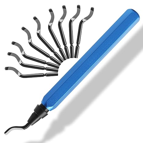 Deburring Tool with 10 High-Speed Steel Blades, 360 Degree Rotary Head Deburring Tool for Plastic, Copper, Resin, Pipe, PVC, Metal, 3D Printing Burr Removal Reamer Tool