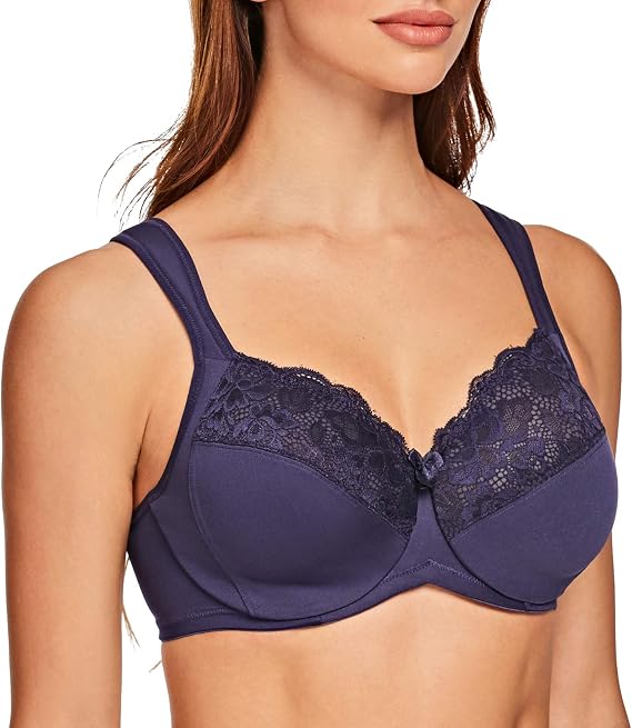 MELENECA Women's Minimizer Bra Full Coverage Plus Size Underwire Lace Comfort Cushion Strap