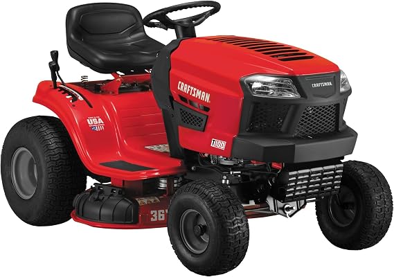 CRAFTSMAN 36" Gas Riding Lawn Mower with 11.5 HP* Briggs and Stratton Single-Cylinder Engine, Gas Lawn Tractor with 7-Speed Transmission, Red/Black (13AC77XYA93)