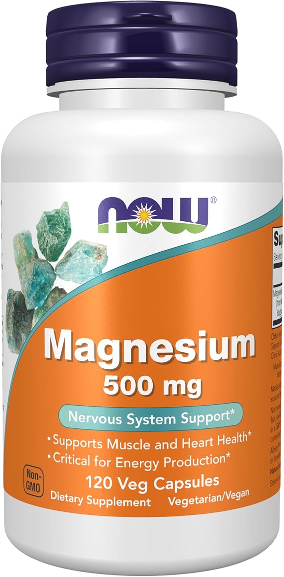 Now Supplements, Magnesium 500 mg, Nervous System Support*, 120 Veg Caps