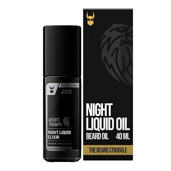 The Beard Struggle Night Liquid Elixir Beard Oil - Platinum Collection - Aesir's Triumph (1.35 Fl oz) - Beard Oil for Men - Natural Blend for Softens, Moisturizing, Healthier Beard Growth
