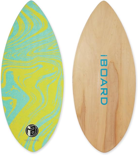 36” Skipper Skimboard with High Gloss Coat Wooden Skim Boards for Kids, Beginners, Teenagers and Adults Beach Skimboard 3 Color Traction Pad to Choose