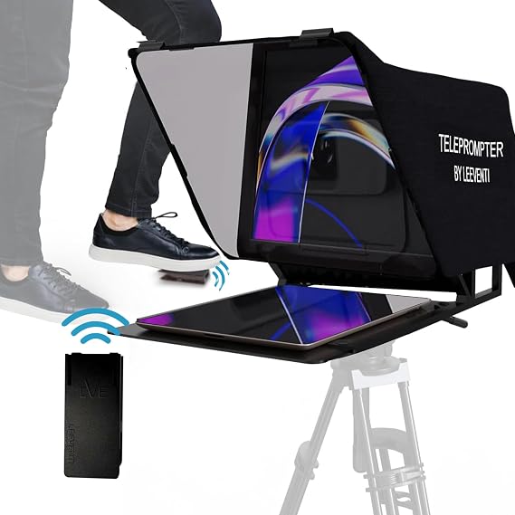 Teleprompter 5.1 12" Compatible with iPad, Tablet, Smartphone and DSLR Camera, Remote or App Control, Compatible with Android and iOS, Ideal for Video Recording, Aluminum Alloy