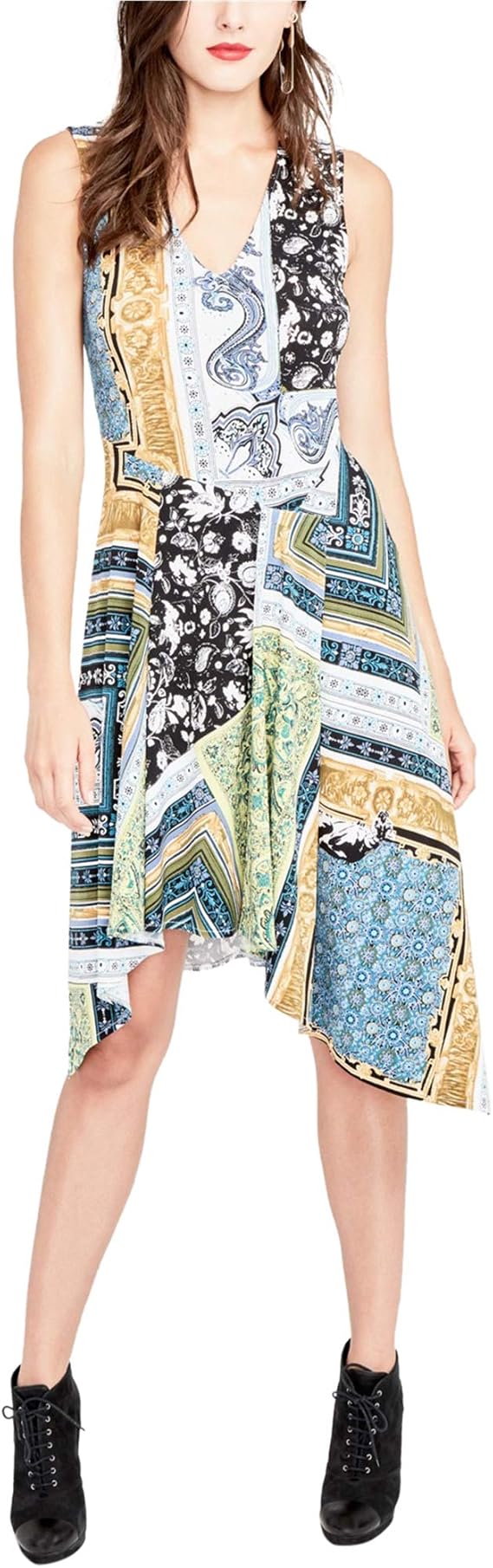 Rachel Roy Womens Asymmetrical A-Line Dress