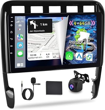[4+64G] Upgrade Stereo for Porsche Cayenne 9PA 955 957 2002-2010, 9 inch IPS Touchscreen Android Radio - Custom Homepage, Wireless Carplay and Android Auto, WiFi, GPS, SWC + AHD Backup Camera + Canbus