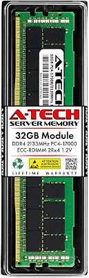 A-Tech 32GB RAM Replacement for HP 728629-S21 | DDR4 2133MHz PC4-17000 RDIMM 2Rx4 1.2V ECC Registered 288-Pin DIMM Server Memory Module 728629-S21-ATC