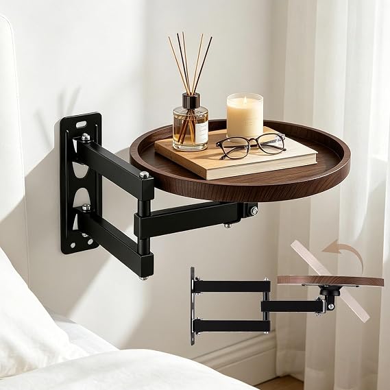 Runder Klapptisch Wand Klappbar Wandtisch 30cm Kleine Wandmontierter Ausziehbar Rund Tisch Wandtisch Platzsparend Schwebende Tablett für Nachttisch