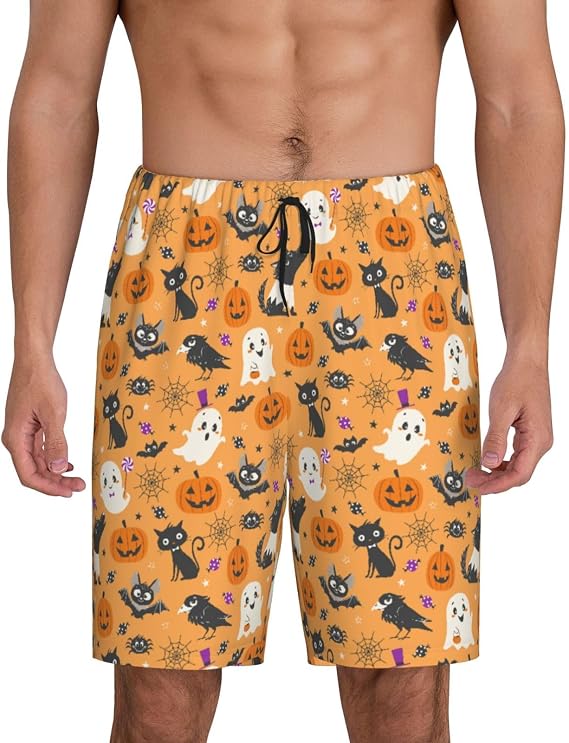 Short Halloween Pajama Pants for Men Funny Short PJ Pant Matching Couples Unisex