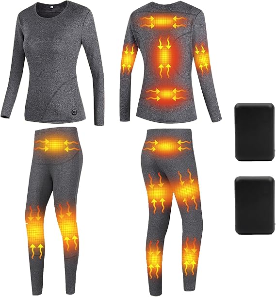 13-Zone Heated Thermal Underwear Set Smart Electric Heating Base Shirts and Long Johns with Battery for Outdoor Work