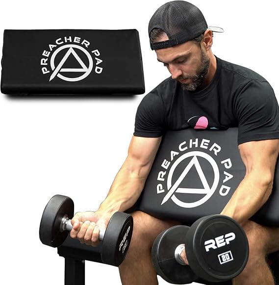 Preacher Pad by ABMAT- Portable Preacher Curl Bench, Barbell & Dumbbell Biceps Triceps Isolator, Seated Arm Isolated Barbell Dumbbell Biceps Station Home Gym