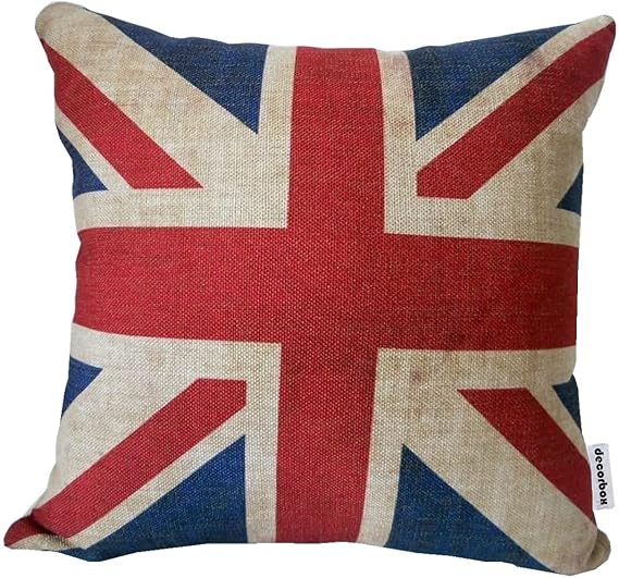 The Union Jack British Flag Cotton Linen Square Decorative Throw Pillow Case Cushion Cover 16"X16"