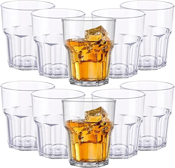 20 Pack 260ml Plastic Tumblers, Plastic Cups Reusable Stackable, Plastic Acrylic Drinking Glasses, Plastic Tumblers for Adults Party, Picnic